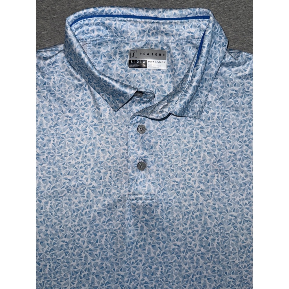PGA Tour Mens Performance Golf Shirt Size Large Athletic Fit Blue Country Club